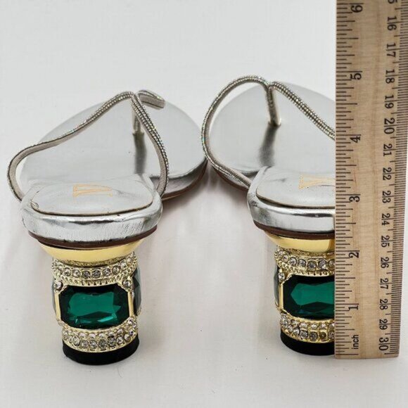 Silver Crystal Heel Sandals Casual Flip Flops Open Toe Daily Wearing Slippers - Picture 5 of 8